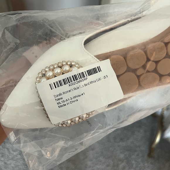 Starella Women’s Mule Bead White Size 9 - Picture 4 of 6